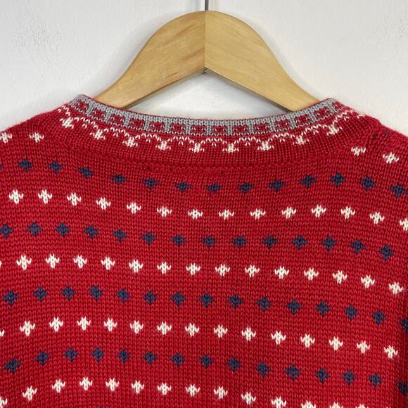 Guide Series Norwegian Nordic Fair Isle Sweater Red Blue Wool Blend Womens 2XL - Picture 7 of 10